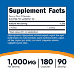Nutricost L-Prolina 1000mg, 180 Cápsulas (90 Porciones) - 500mg por Cápsula, No-GMO, Sin Gluten