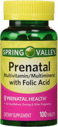 Spring Valley - Prenatal, Multivitamin, Multimineral, 100 Tablets con Ácido Fólico