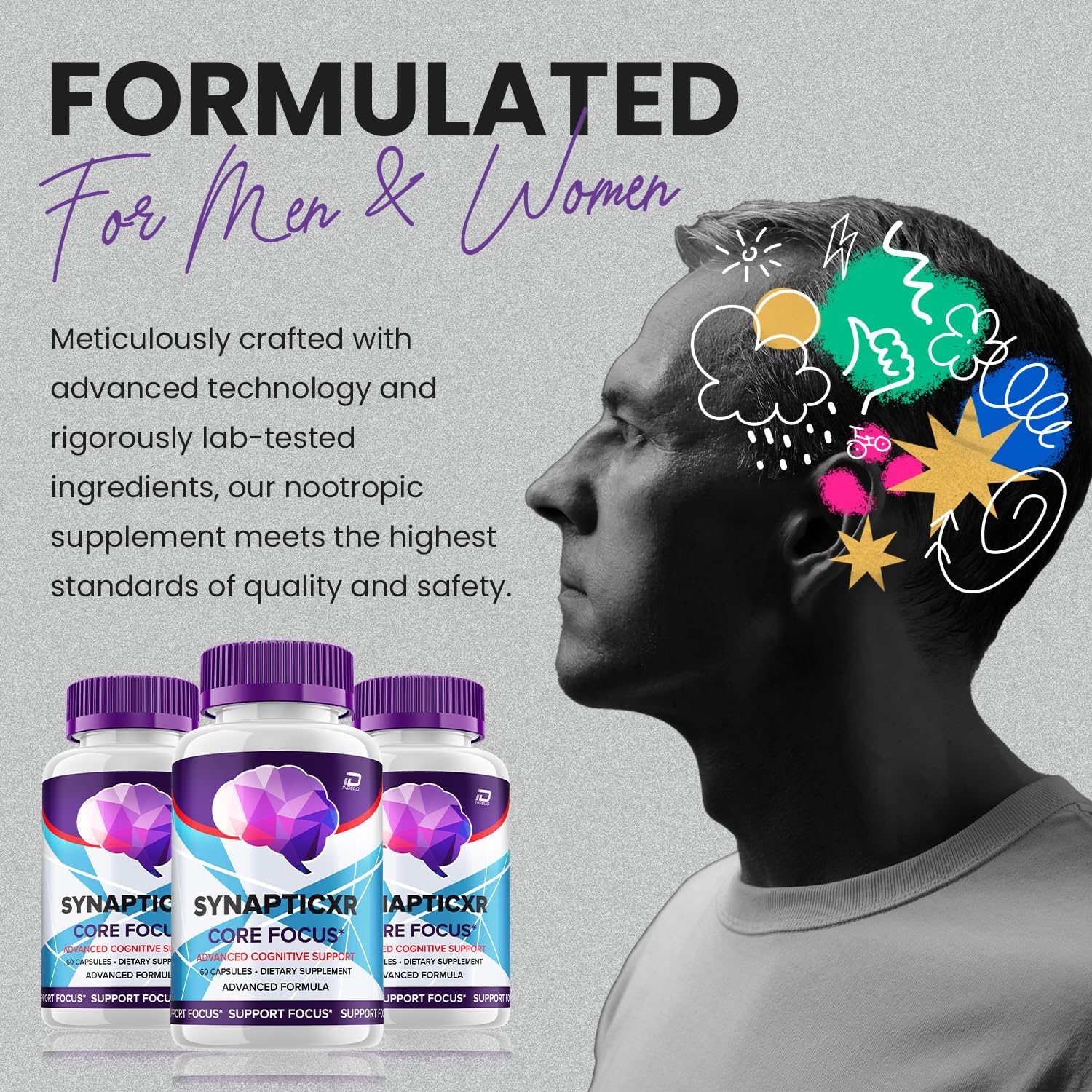 SynapticXR Brain Supplement Capsules – Fórmula Máxima Potencia Natural (60 Cápsulas)