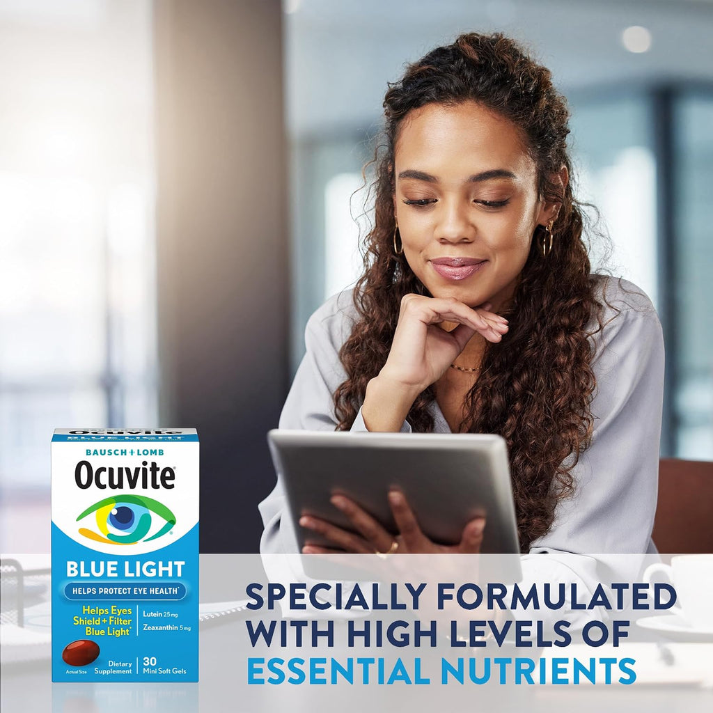 Ocuvite Blue Light Luteína y Zeaxantina, Suplemento Ocular, 30 Cápsulas Blandas
