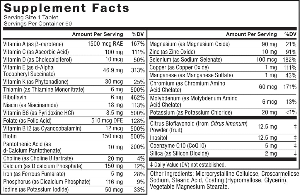 Force Factor Multivitamínico para Hombres 50+ con 26 Vitaminas y Minerales, 60 Comprimidos