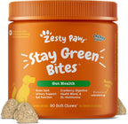 Zesty Paws Stay Green Bites - Snacks blandos para perros contra manchas de césped por orina - Sabor a pollo - 90 unidades