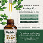 Live Wise Naturals Vitamina D3 K2 Gotas para Adultos, Ultra Concentradas | 930 Gotas, 1208 UI Vitamina D3, 25 mcg (MK-7)
