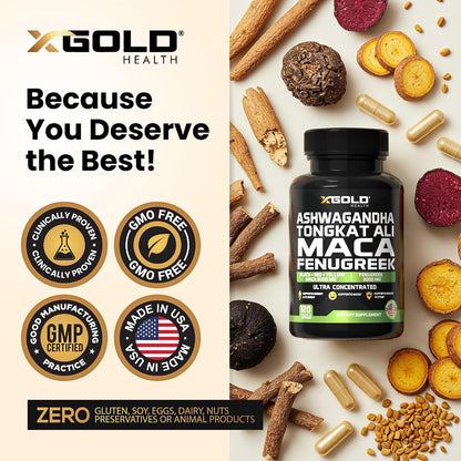 X Gold Health Complejo Herbal Ashwagandha – Ashwagandha (Withania somnifera) 30:1 – extracto de raíz adaptógena – Image 5