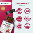 FineLand Extracto de Granada 20:1, 40% Ácido Elágico Estandarizado, Suplemento Antioxidante, 120 Cápsulas Veganas