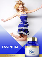 Carlyle Vitamina B12 1000 mcg | 250 Comprimidos | Liberación Prolongada | Cianocobalamina | Vegetariano, No GMO y Sin Gluten