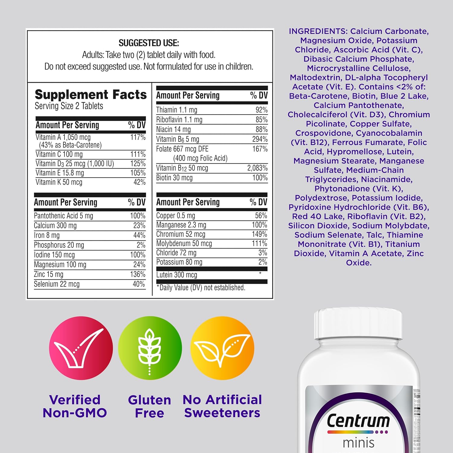 Centrum Minis Silver Mujeres 50+ Multivitamínico Completo 280 Comprimidos