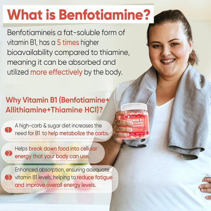 Gominolas de Vitamina B1 y Complejo B Metilado - Benfotiamina, Tiamina, Inositol - 60 uds – Image 3