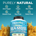 Nutrivein Musgo Marino Orgánico 1600mg con Bladderwrack y Bardana - 120 Cápsulas Veganas