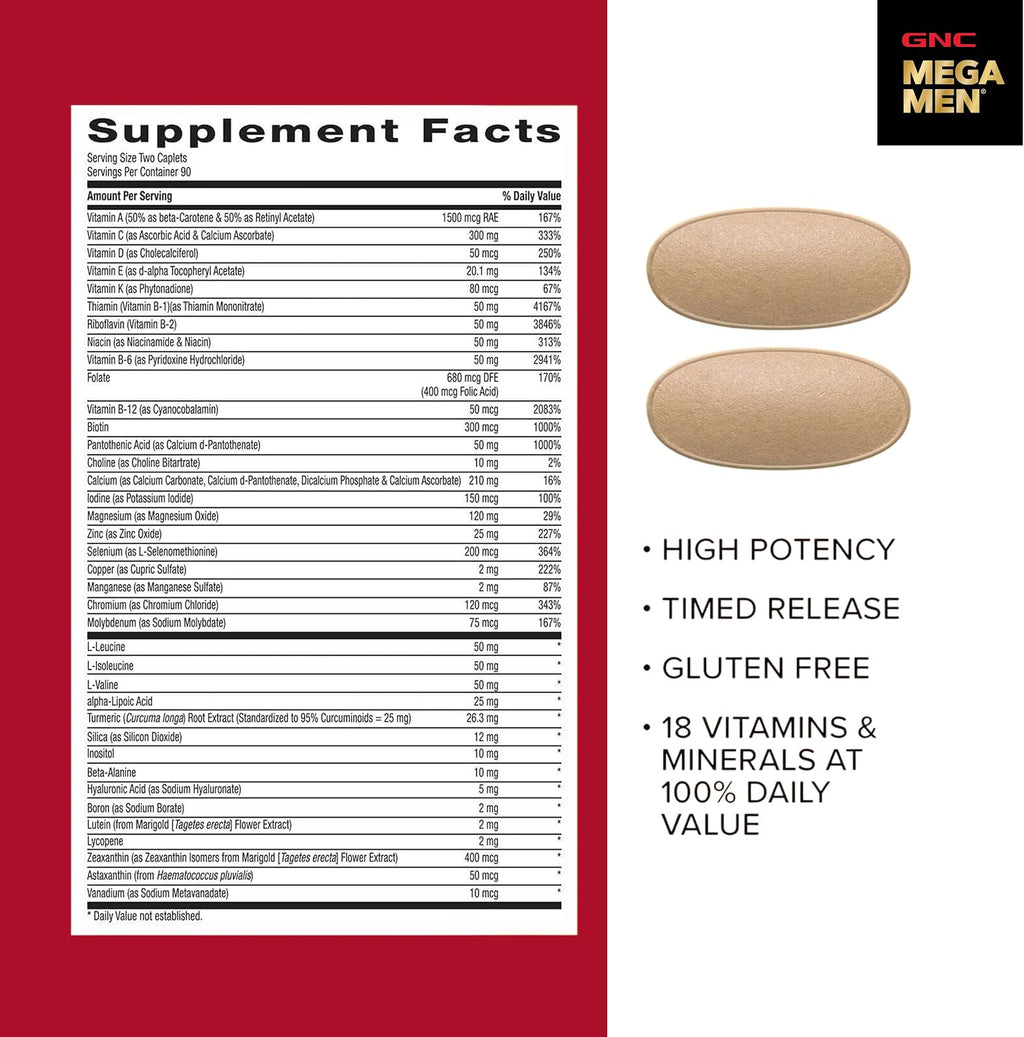 GNC Mega Men Sport Multivitamínico para Hombres, 180 Comprimidos