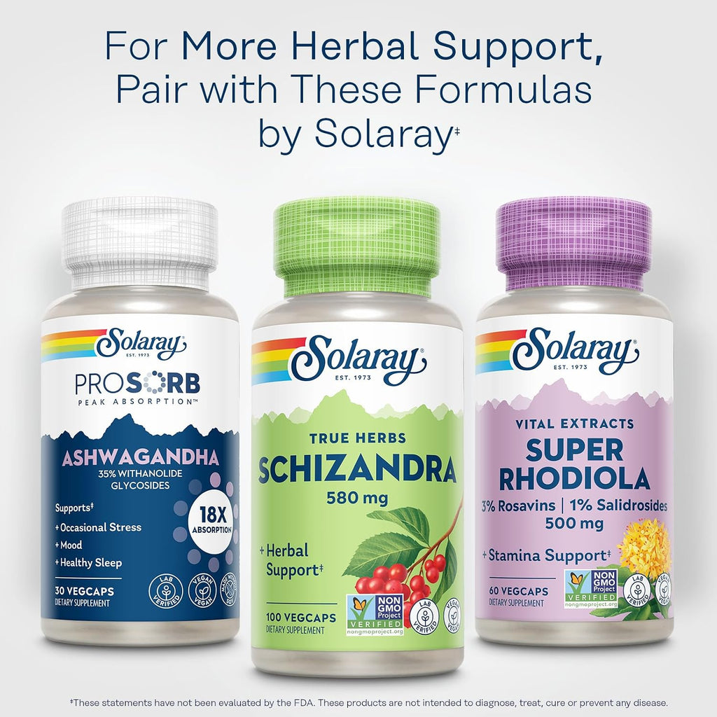 Solaray Schizandra Berry 580 mg - Extracto Puro de Baya de Schizandra, 100 Cápsulas Veganas