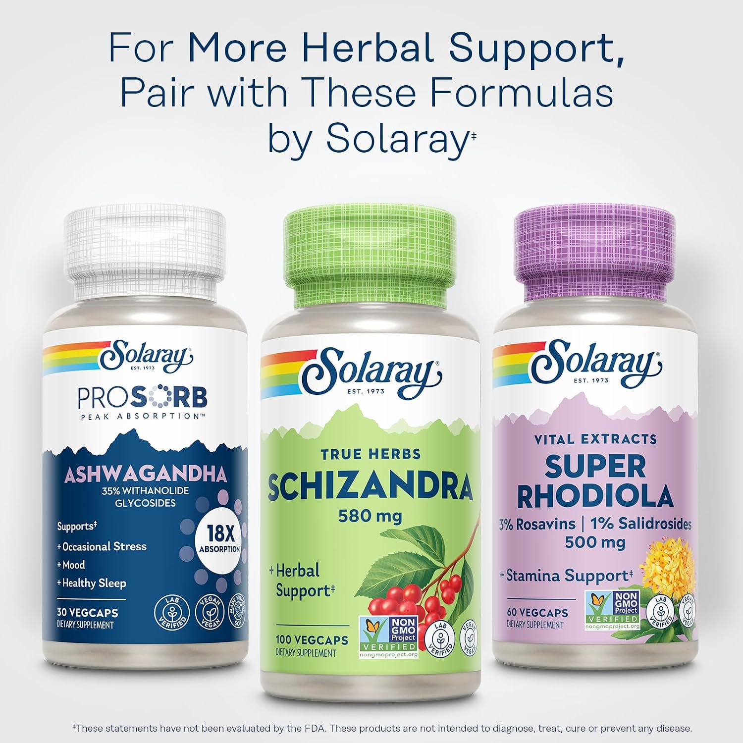 Solaray Schizandra Berry 580 mg - Extracto Puro de Baya de Schizandra, 100 Cápsulas Veganas