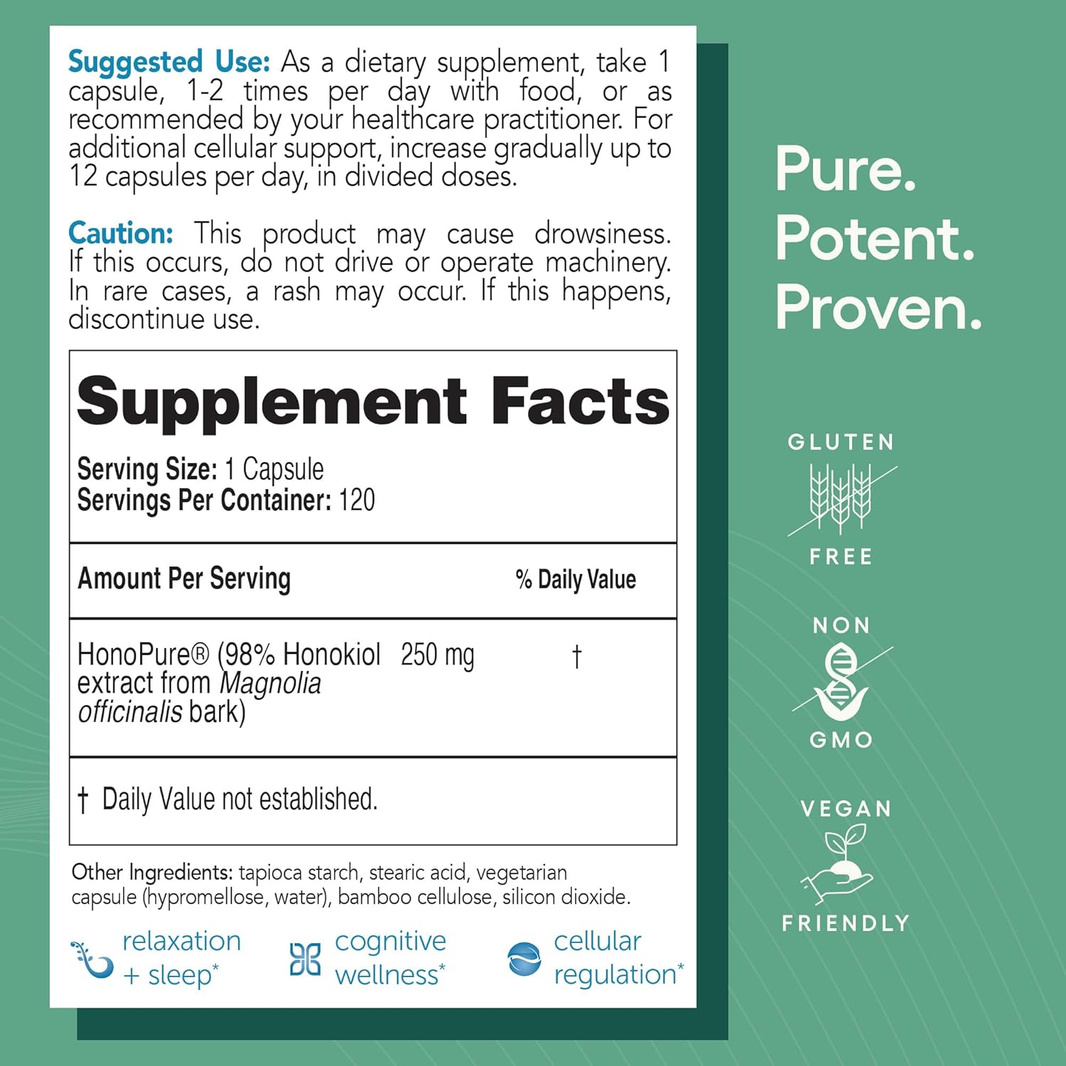 EcoNugenics HonoPure – 120 Cápsulas – 98% Honokiol Puro