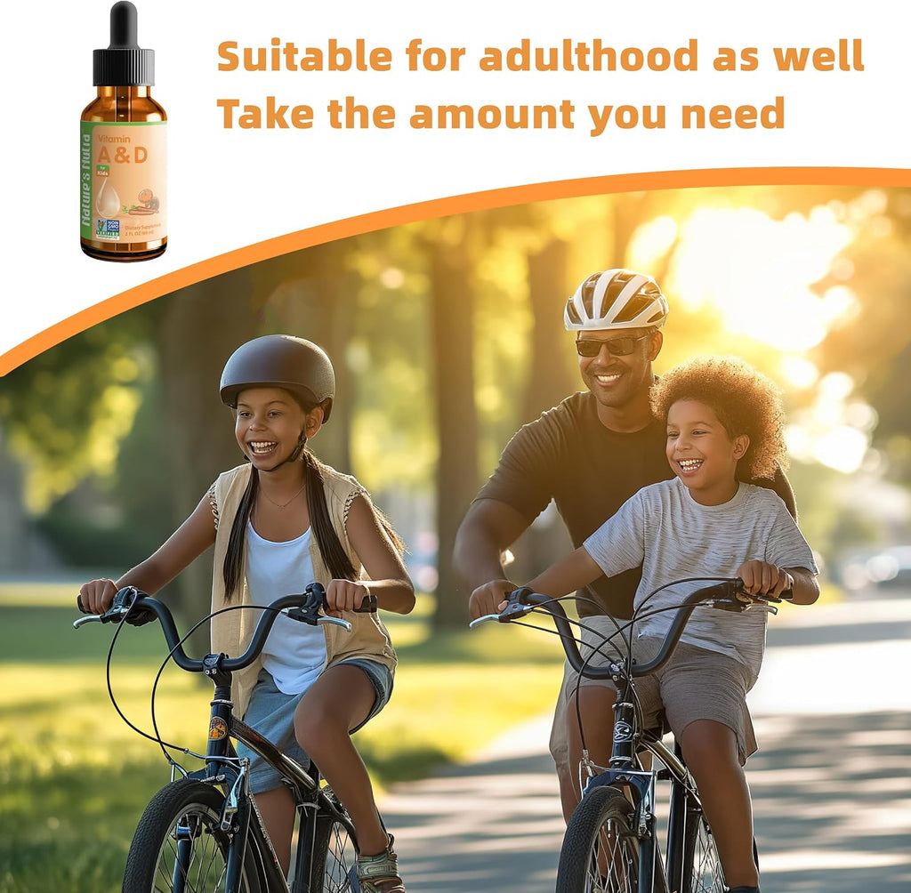 Nature's Nutra Vitamin A&D - Gotas Líquidas Premium de Vitamina A y D para Bebés, Niños y Niñas - 60 ml