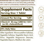 Solgar Vitamina D3 (Colecalciferol) 25 mcg (1000 UI) – 180 Comprimidos