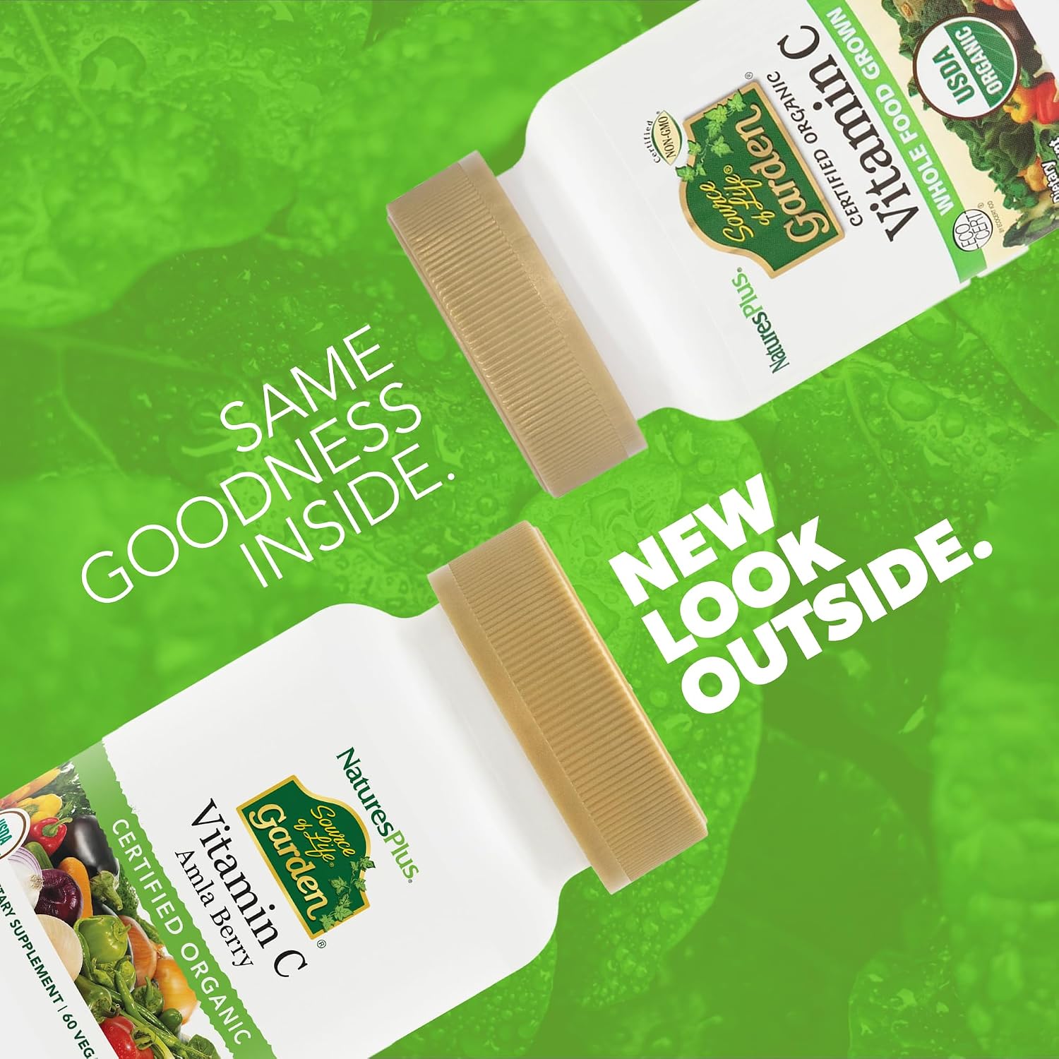 NaturesPlus Source of Life Garden Vitamina C - 60 Cápsulas (Paquete de 2) - Apoyo al Sistema Inmunológico - Ecológico, No GMO, Vegano, Sin Gluten