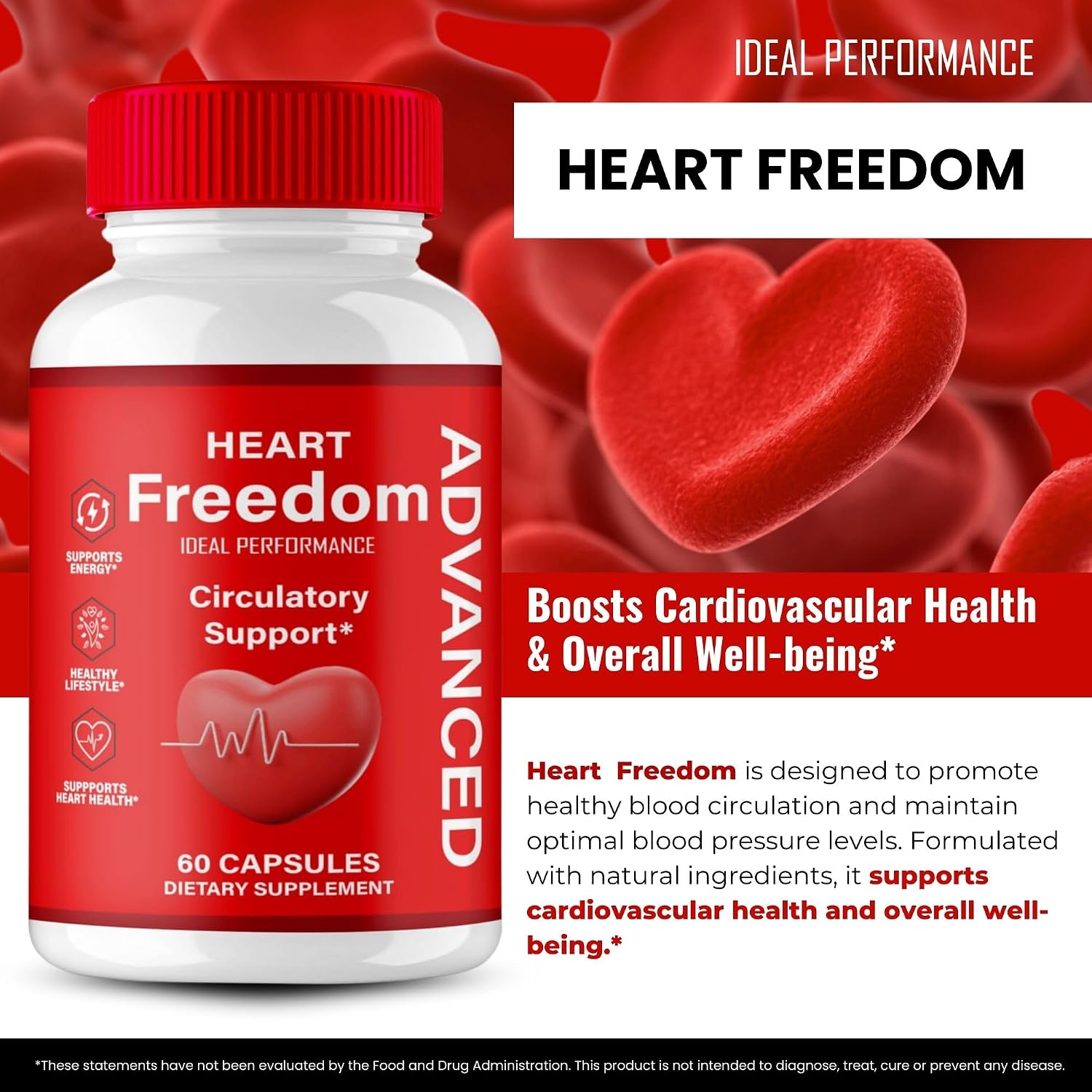 Heart Freedom Capsules, Official HeartFreedom Pills - Energy and Health Maximum Strength, Heart Freedom Circulation Support Capsules, All Natural Glyco Optimizer, Premium Formula Reviews (5 Pack)