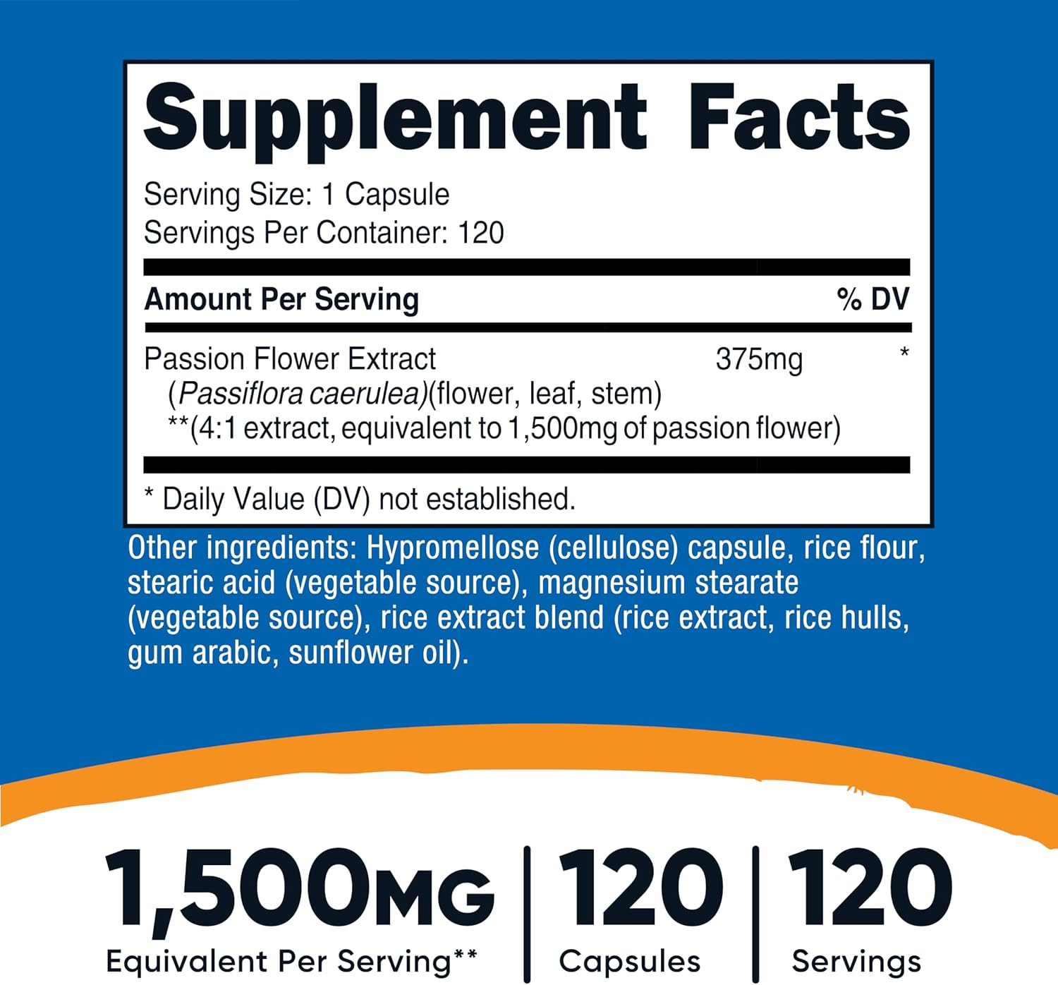 Nutricost Extracto de Pasiflora - 120 Cápsulas - 375mg de Extracto 4:1 - Sin Gluten, No-GMO, Vegetariano