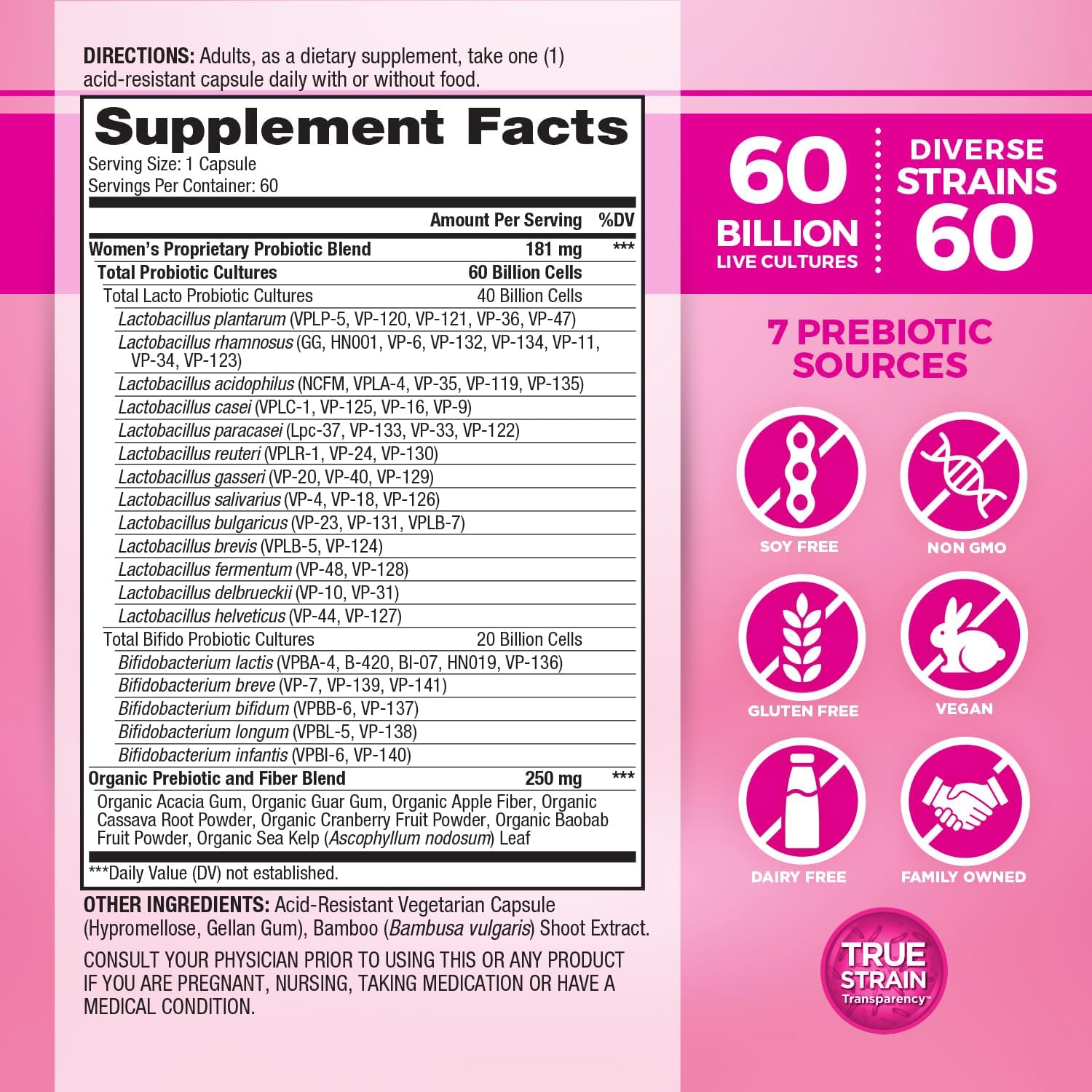 Vital Planet Vital Flora Probiótico Diario Mujeres 60B UFC 60 Cepas 60 Cápsulas