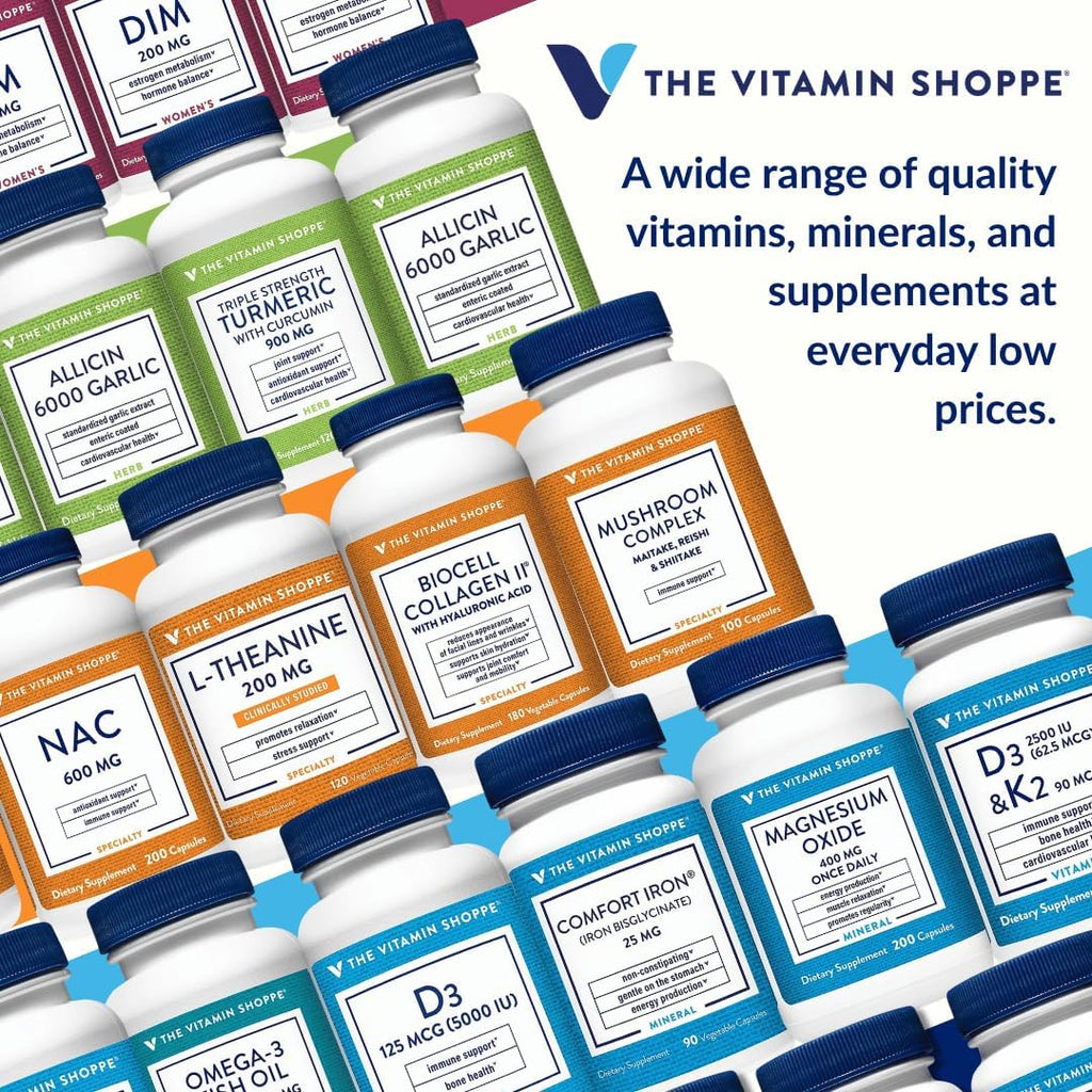 The Vitamin Shoppe Vitamina D3 2500 UI y K2 90 mcg con Calcio - 60 Cápsulas