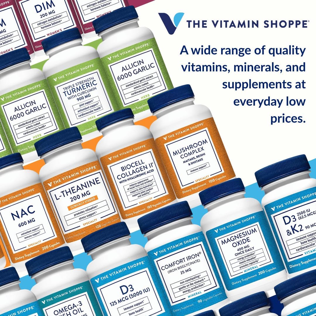 The Vitamin Shoppe Vitamina D3 2500 UI y K2 90 mcg con Calcio - 60 Cápsulas