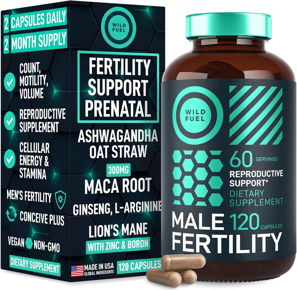 Suplemento de Fertilidad para Hombres - Maca, Ashwagandha, Zinc - Wild Fuel (120 Cápsulas)