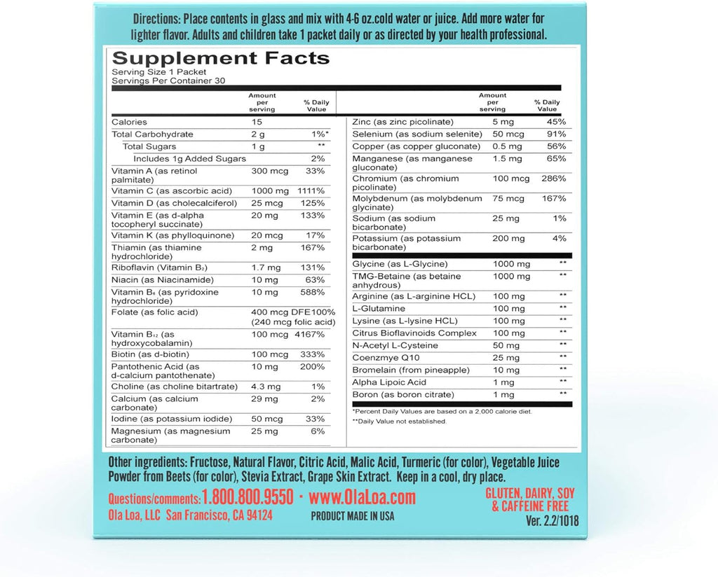 Ola Loa Energy Tropical Multi Vitamin Drink Mix - 30 Sobres