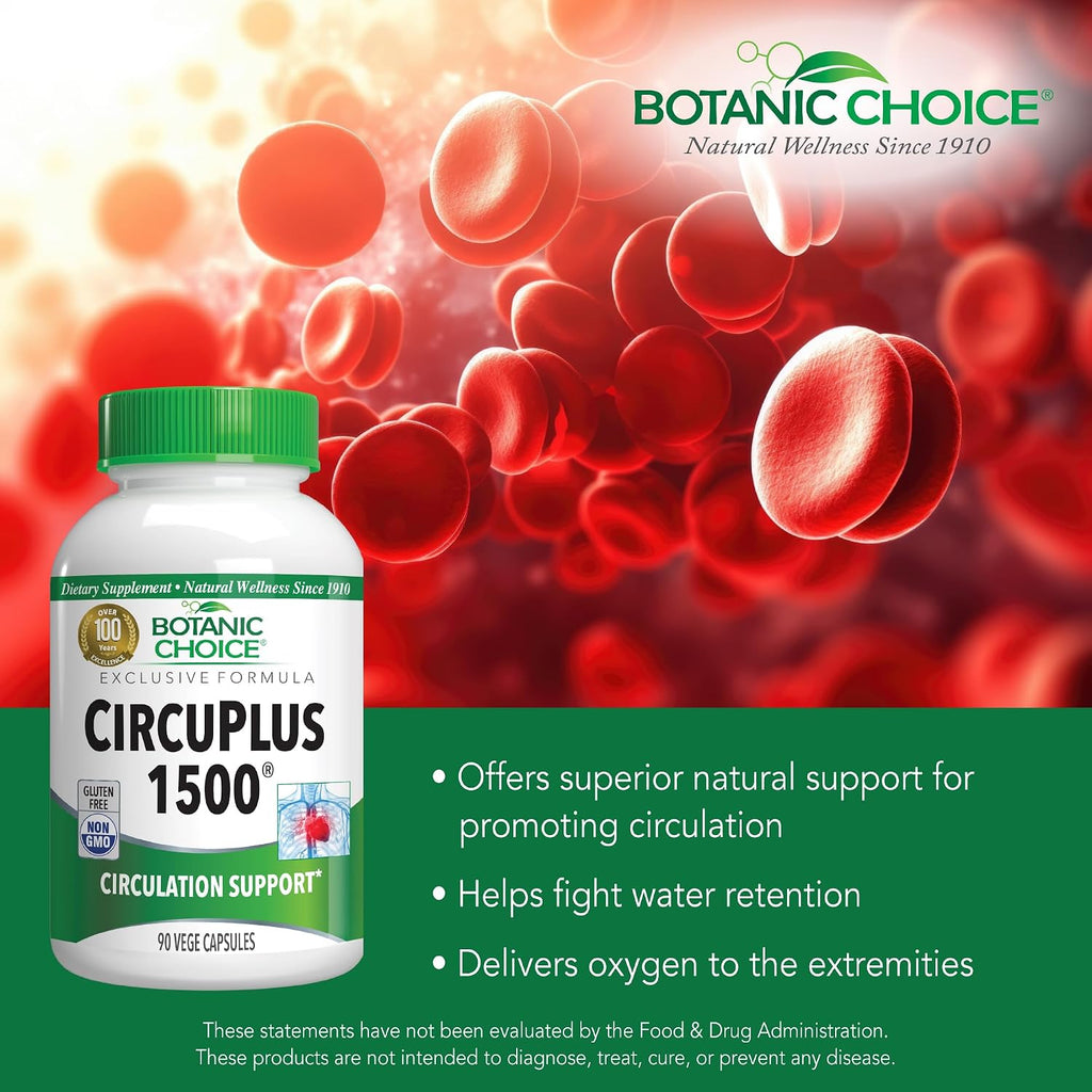 Botanic Choice CircuPlus 1500 - Suplemento para la circulación y salud cardiovascular (90 cápsulas)