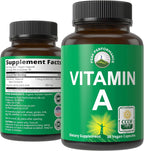 Vitamina A Orgánica Certificada 5000 UI - Cápsulas Veganas con Zumo de Zanahoria