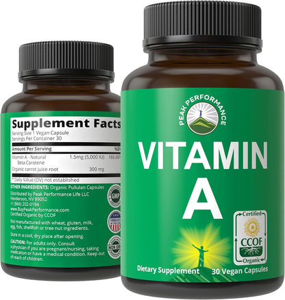 Vitamina A Orgánica Certificada 5000 UI - – Visión: Ayuda a mantener una visión saludable, especialmente en – Image 1