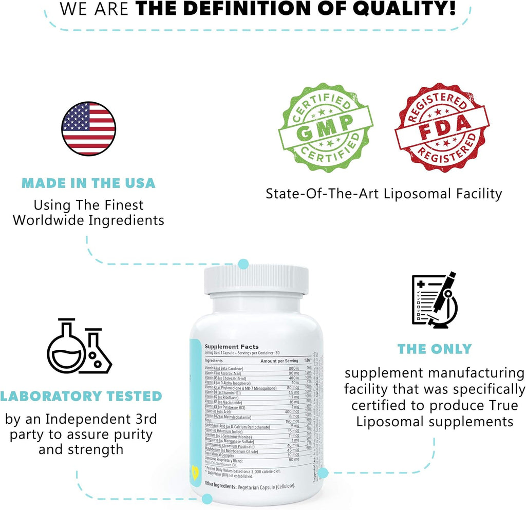 ATLANOVA Multivitamínico Liposomal Completo con Minerales y Complejo B – 30 Cápsulas Vegetales