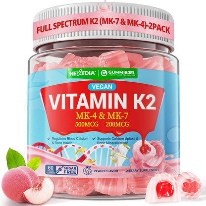 Nextdia Vitamina K2 Gominolas MK-7 200 mcg y MK-4 500 mcg - Full Spectrum Sin Azúcar - Pack de 2 – Image 1