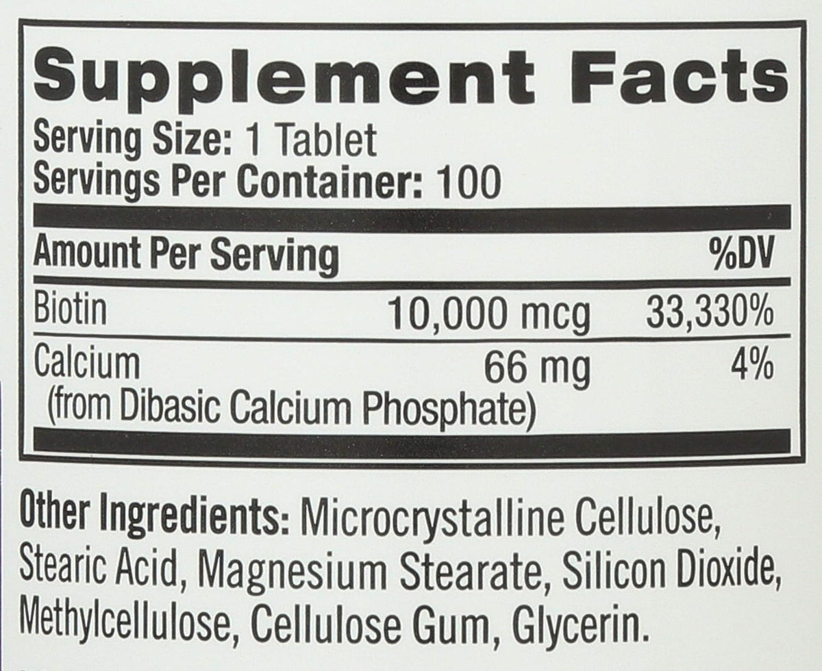 Natrol Biotina 10.000 mcg 100 Comprimidos – Contribuye al mantenimiento del cabello en condiciones normales. – Image 3