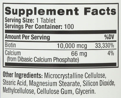 Natrol Biotina 10.000 mcg 100 Comprimidos – Contribuye al mantenimiento del cabello en condiciones normales. – Image 3