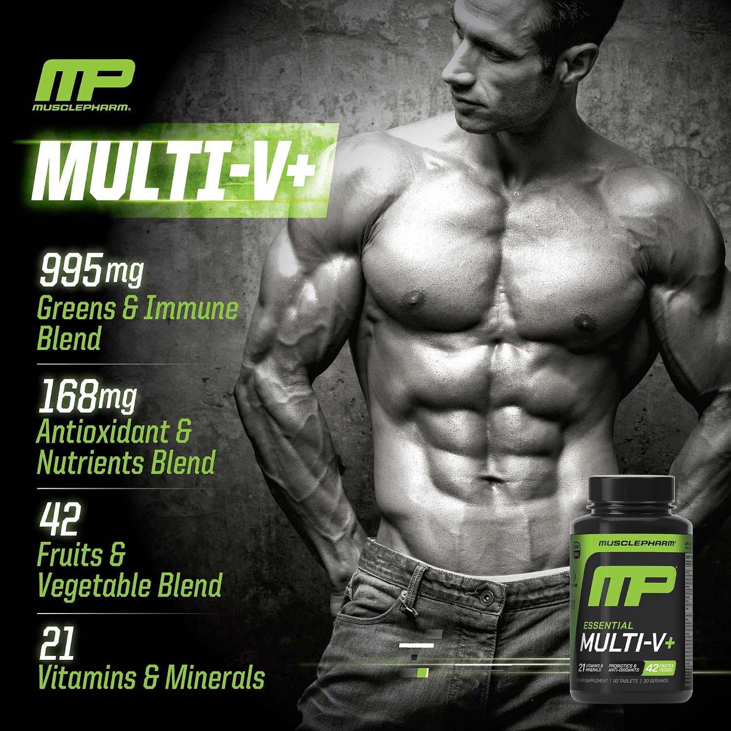 Muscle Pharm Essentials Multi-V+ - Multivitamínico para Deportistas, 90 Comprimidos