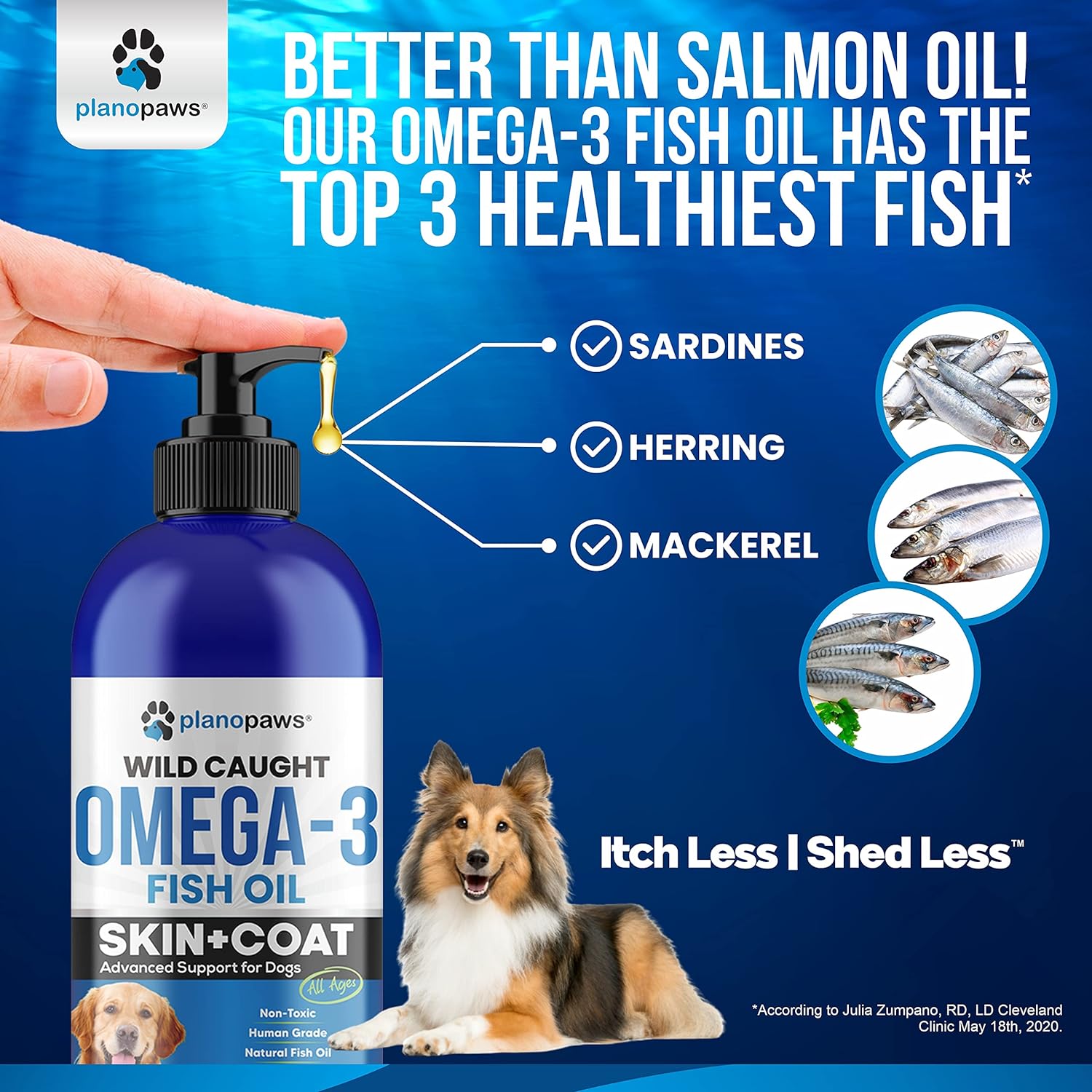 Plano Paws Aceite de Pescado Omega 3 para Perros - Suplemento Líquido de EPA y DHA