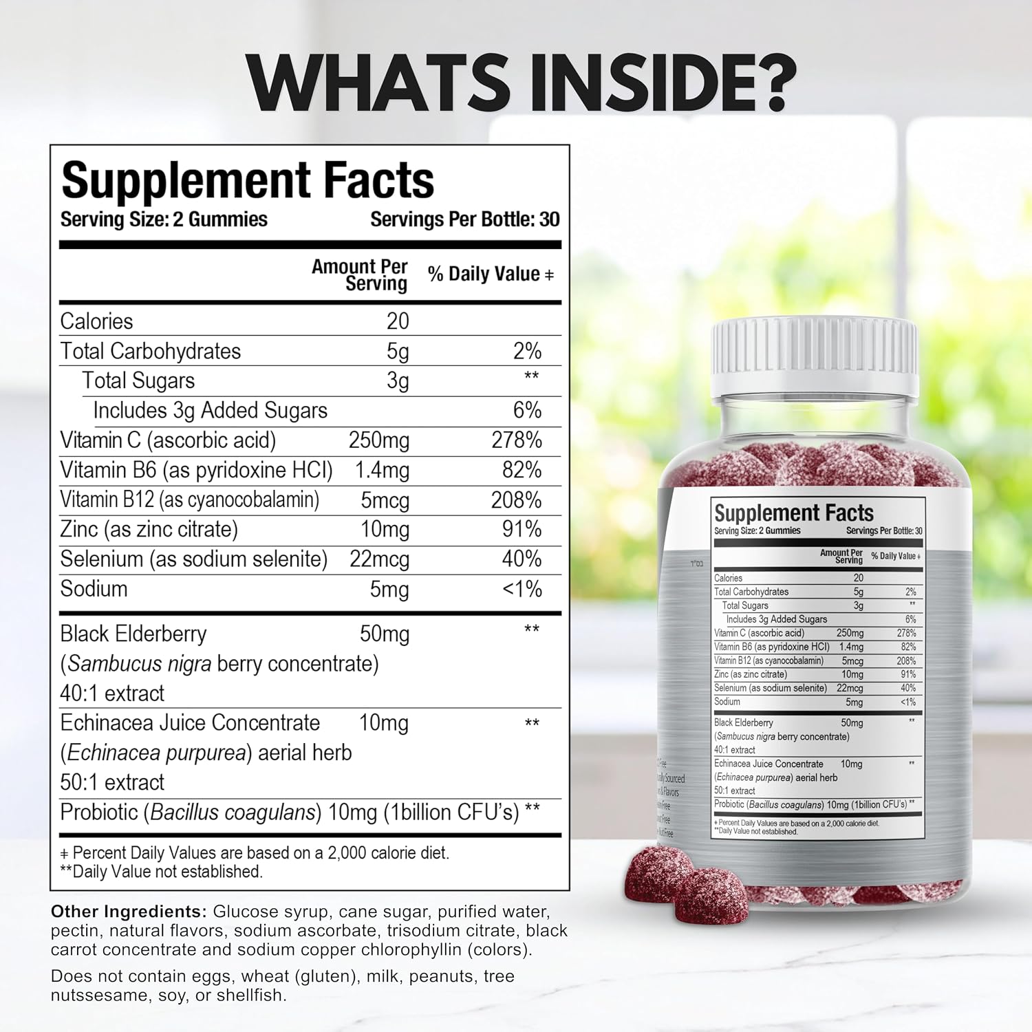 Viteey Multivitamin Gummies 8in1 Immune Support Supplement with Probiotics