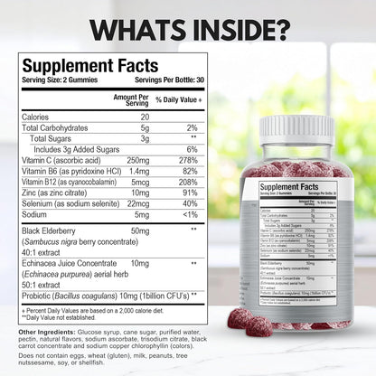 Viteey Multivitamin Gummies 8in1 Immune – Fácil de tomar: Su textura masticable y sabor afrutado facilitan la – Image 3