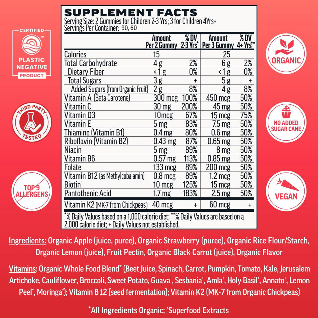 Llama Naturals Gomitas Multivitamínicas para Niños - Fresa, 180 uds