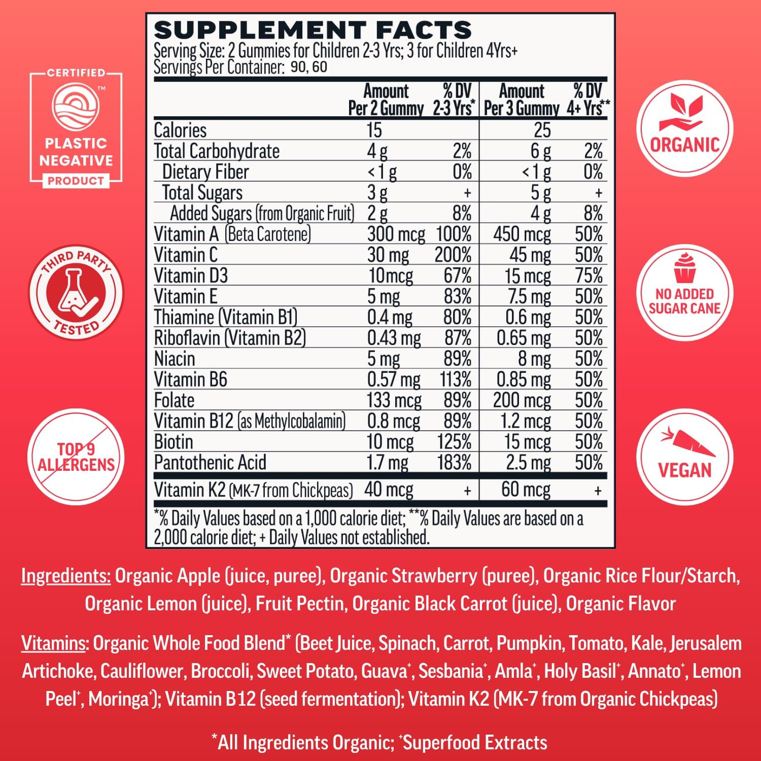 Llama Naturals Gomitas Multivitamínicas para Niños - Fresa, 180 uds