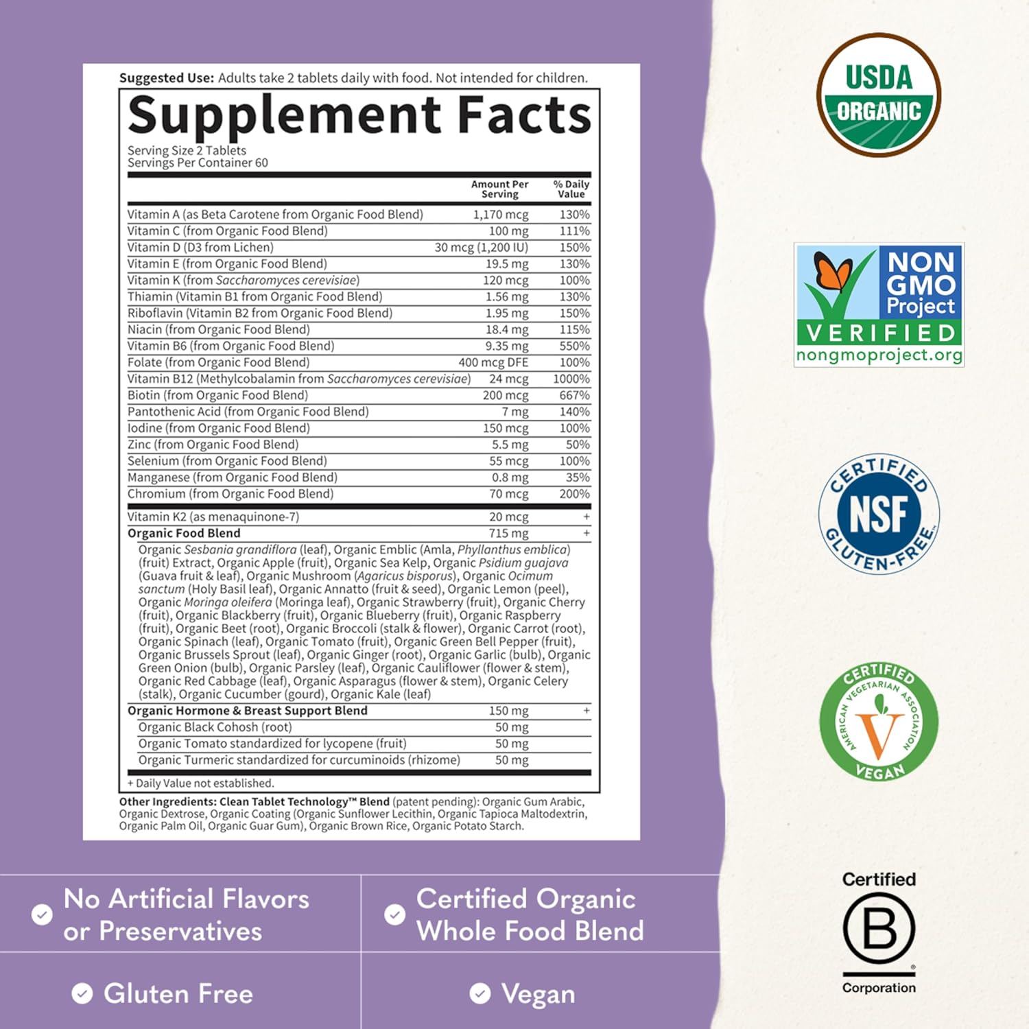 Garden Of Life Multivitamínico Orgánico para Mujeres 40+, 120 Comprimidos
