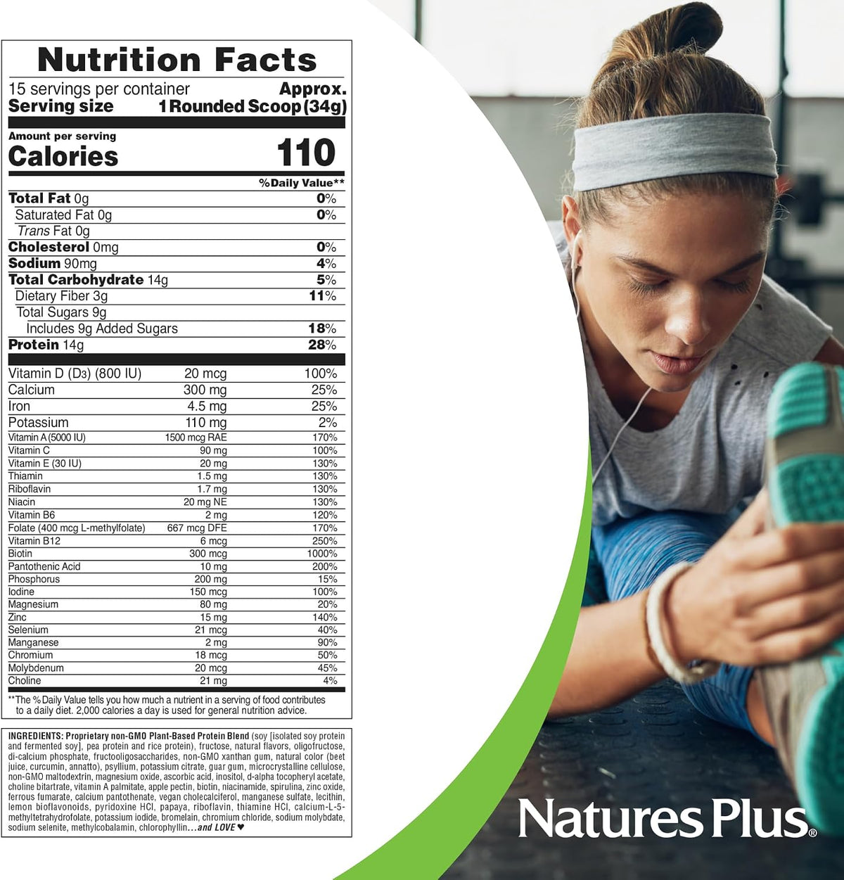 NaturesPlus SPIRU-TEIN, Peaches & Cream - Proteína Vegetal en Polvo con Vitaminas y Minerales – Image 5
