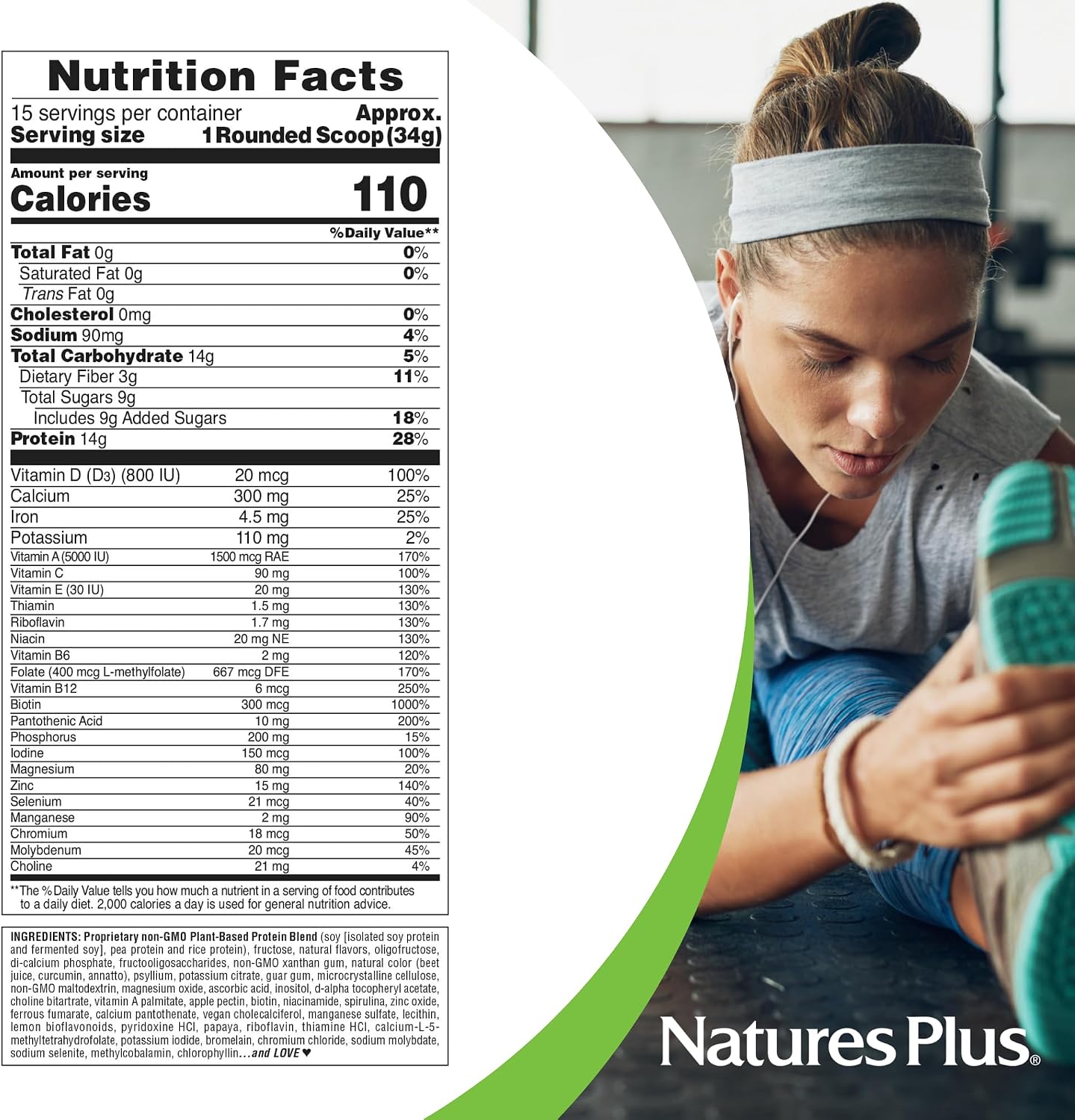 NaturesPlus SPIRU-TEIN, Peaches & Cream - Proteína Vegetal en Polvo con Vitaminas y Minerales