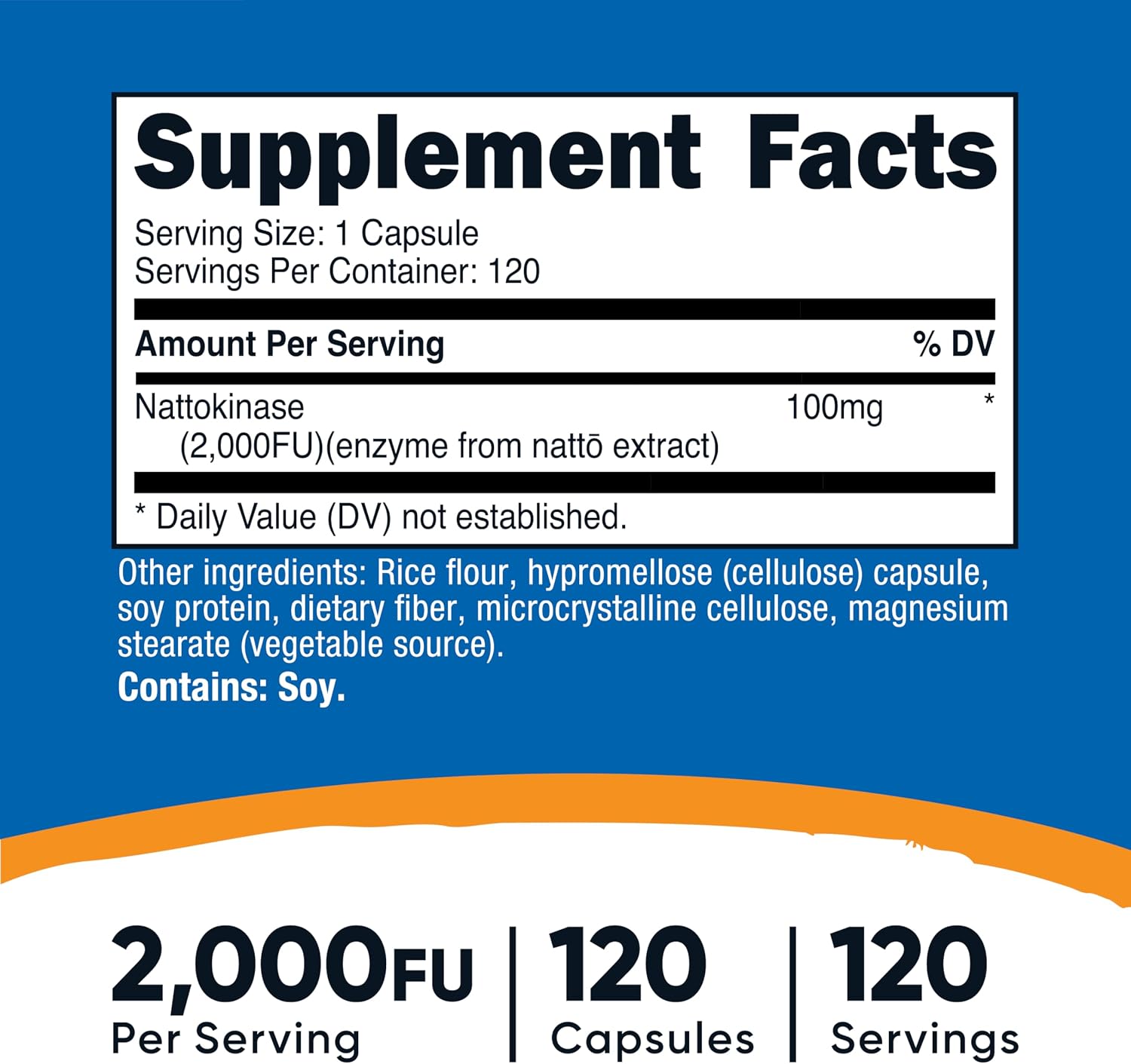 Nutricost Nattokinasa 2,000FU, 120 Cápsulas - Sin Gluten, No-GMO, Vegetariano