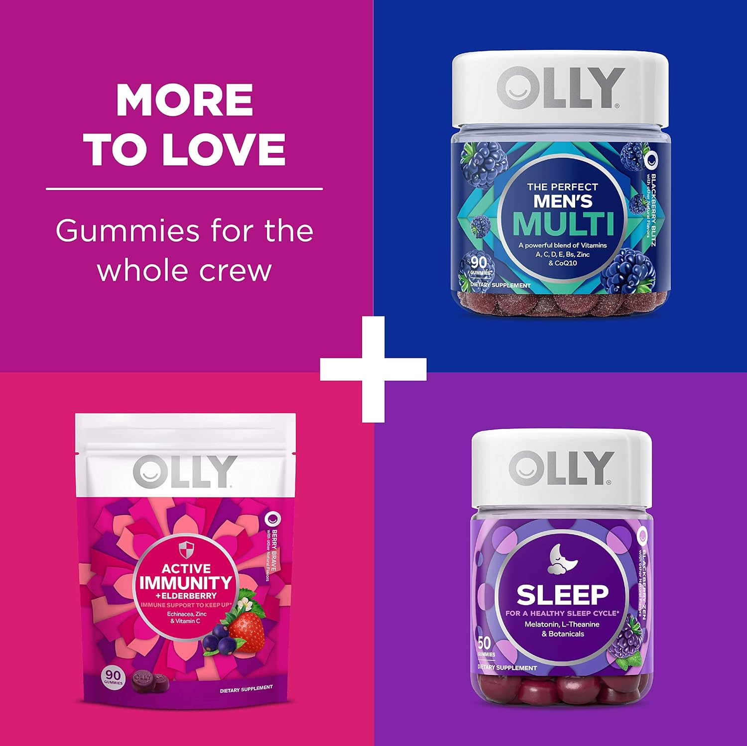 OLLY Pack Familiar: Perfect Women's Multi y Kid's Multi + Probiótico, Gomitas, 2 Unidades