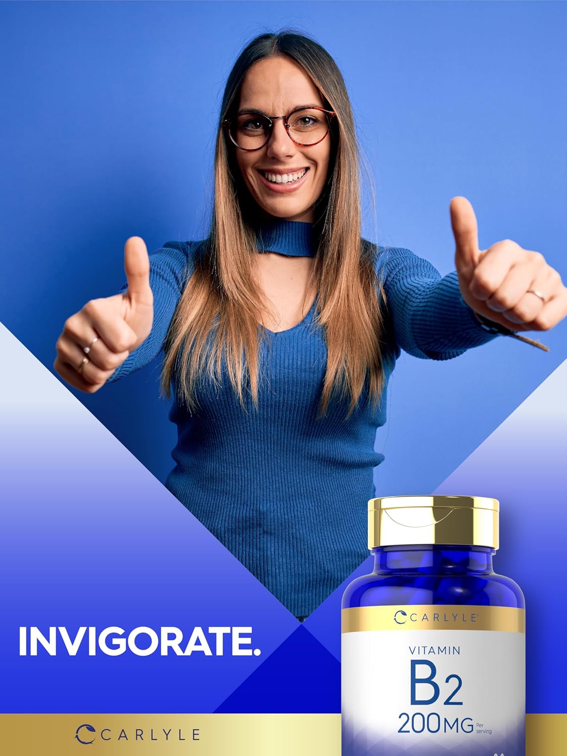 Carlyle Vitamina B2 200mg | 150 Cápsulas | Riboflavina | Sin OGM y Sin Gluten