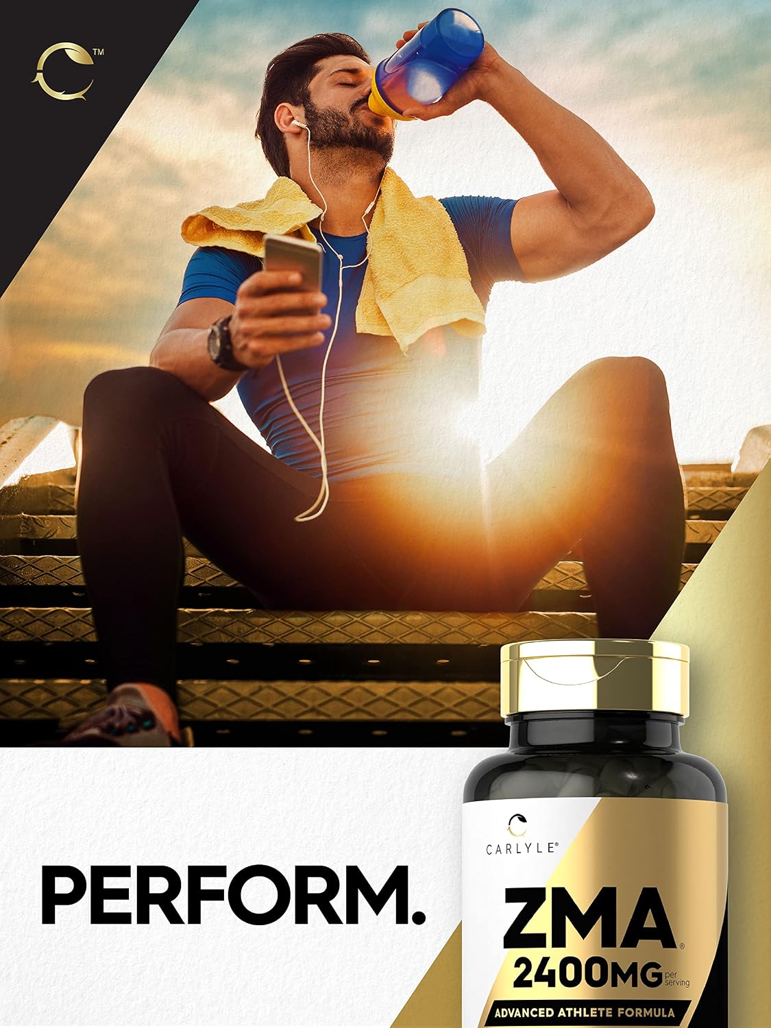 Carlyle ZMA - Suplemento de Zinc, Magnesio y Vitamina B6 | 90 Cápsulas | Sin Gluten y No-GMO