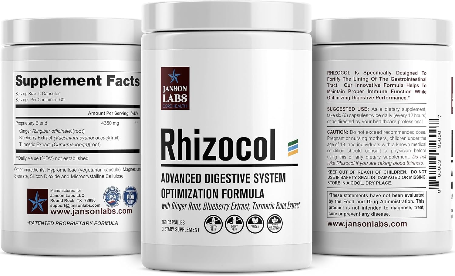 Rhizocol, Suplemento para la Salud Intestinal con Cúrcuma y Jengibre