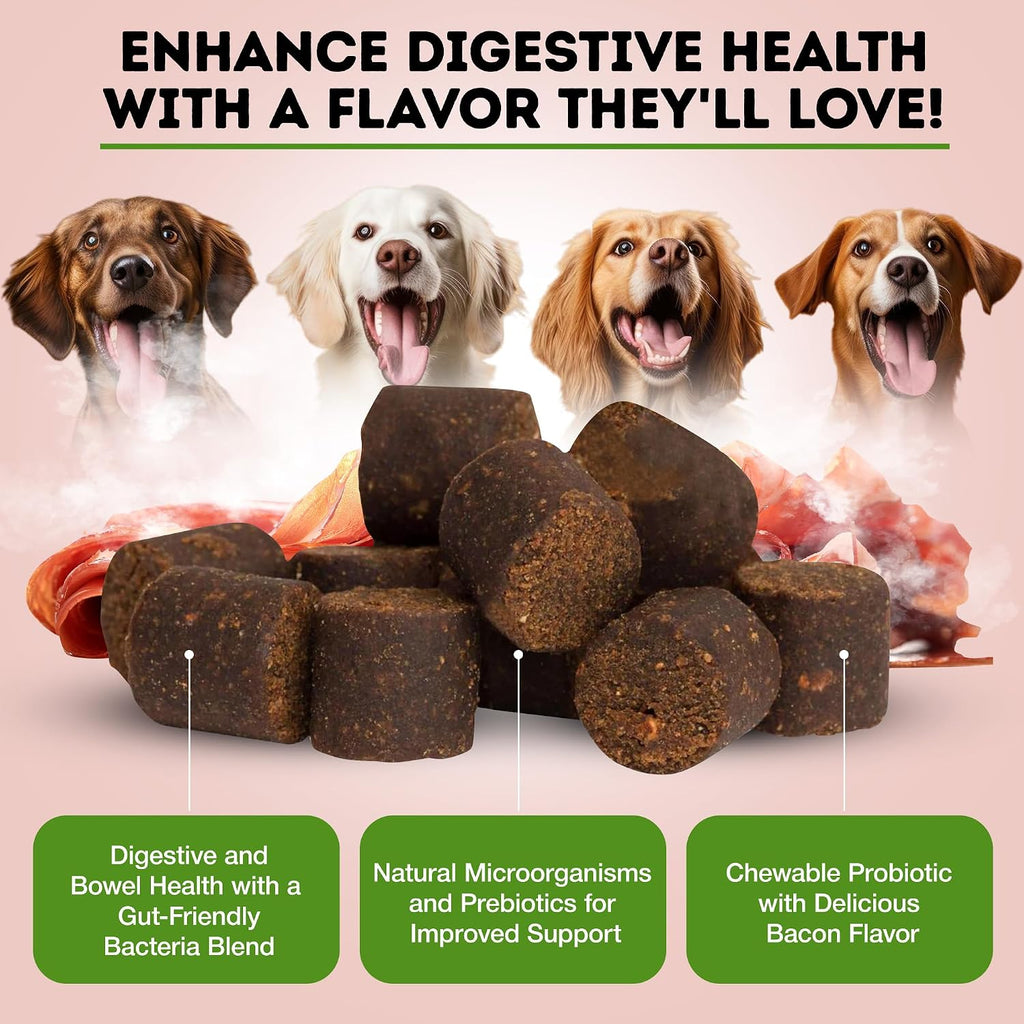 Only Natural Pet Probiótico para Perros y Gatos - Complemento Digestivo con Enzimas, 60 Masticables Blandos