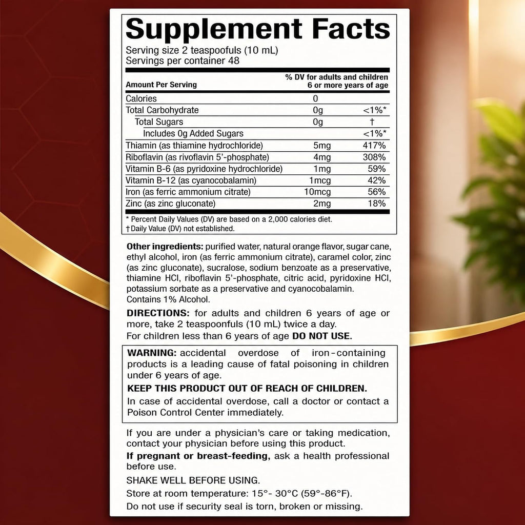 Menper Vino Carne Hierro Suplemento de Hierro Líquido con Vitaminas para Energía y Vitalidad, 473 ml
